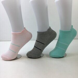 Womens Ankle Socks Set 3 Stripes Pink Gray Green White Black